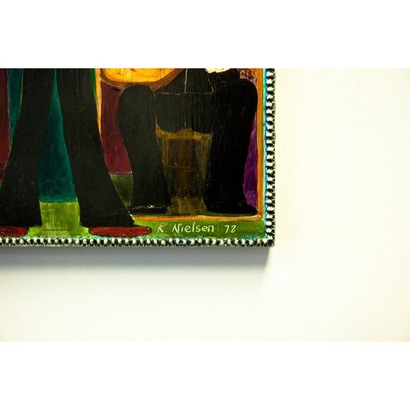 1972 Ken Nielsen Art Painting Oil On Wood “MUSICAL CAPERS” Vtg Mexico Provenance - Picture 2 of 8